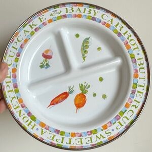 MacKenzie Childs Enamelware Metal Children’s Divided Plate Vegetables Multicolor
